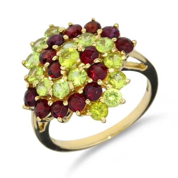 Garnet and 2025 peridot ring